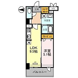 フレンシア西宮北口 1LDKの間取図画像