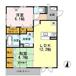 メープル住吉 2LDKの間取図画像