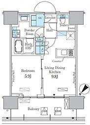 HARUMIFLAGPORTVILLAGEC棟 1LDKの間取図画像