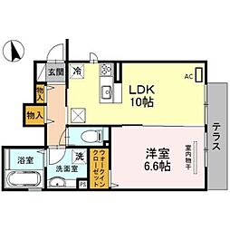 セジュールシャトレーC 1LDKの間取図画像