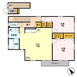 サンノール多摩境B 2LDKの間取図画像
