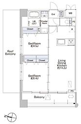 プロシード池上 7階2LDKの間取り