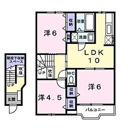 南海線 尾崎駅 徒歩12分の賃貸アパート 2階3LDKの間取り