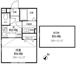 クレール青葉 1Kの間取図画像