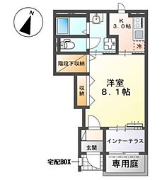 飛龍 高坂 1Kの間取図画像