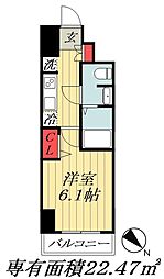 レフィールオーブ南行徳駅前 1Kの間取図画像