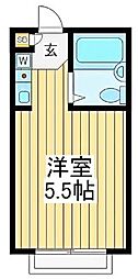 b'CASA京王多摩川re-born ワンルームの間取図画像