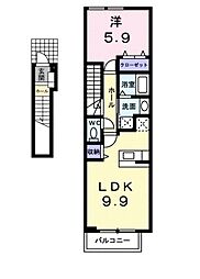ジンシャン 1LDKの間取図画像