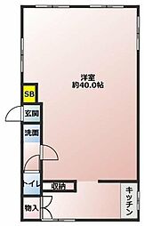 山根ビル 2階ワンルームの間取り