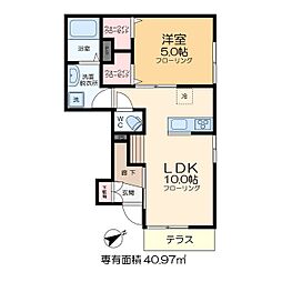 ボヌール 1階1LDKの間取り