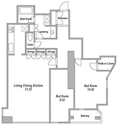 渋谷プロパティータワー 2LDKの間取図画像