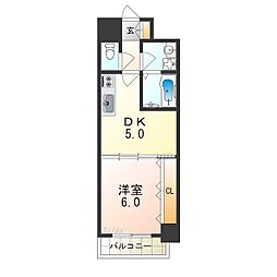 Krehl宿院 4階1DKの間取り