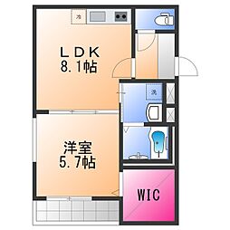 堺市北区新金岡町5丁アパート 1LDKの間取図画像