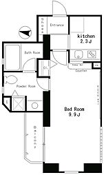 パークアクシス西麻布ステージ 401 4階1Kの間取り