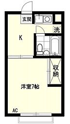 メゾンドールS 1階1Kの間取り