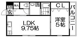 グランシャリオ招提3 1LDKの間取図画像