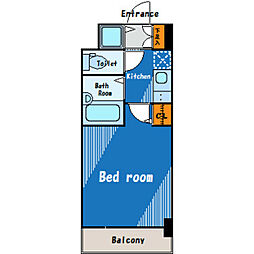 JR山手線 五反田駅 徒歩5分の賃貸マンション 9階1Kの間取り