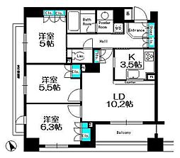 パークキューブ京王八王子2 2SLDKの間取図画像