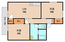 関東鉄道常総線 戸頭駅 徒歩4分の賃貸アパート 2階2LDKの間取り