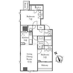 プラウド虎ノ門 2LDKの間取図画像