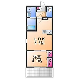 岸和田市筋海町アパート 1LDKの間取図画像