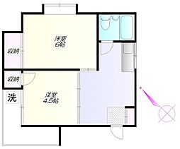 遠藤マンション 2階2DKの間取り
