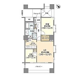 エティア目黒ウエストタワー 4階2LDKの間取り