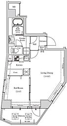 アンベリール墨田 10階1LDKの間取り