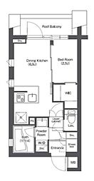 コンフォリア不動前 4階1DKの間取り