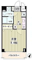 ラフィネ築地 3階1Kの間取り
