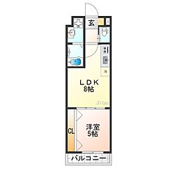 ARCA嵯峨嵐山 1LDKの間取図画像