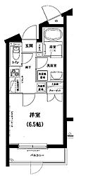 グリフィン武蔵中原・スクエアコート 1Kの間取図画像