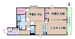 シャーメゾンパークイースト 2LDKの間取図画像