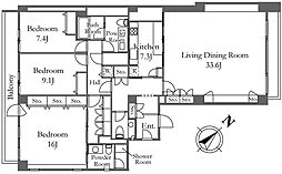 パークヒル芝 3LDKの間取図画像