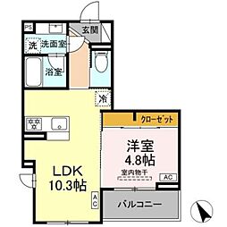 D'Bless和田町 1LDKの間取図画像
