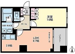 ヴィアーレ四谷 4階1LDKの間取り