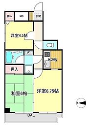 ワコーレ堀切菖蒲園 2DKの間取図画像