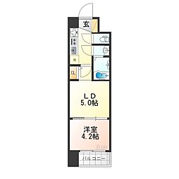 エステムコート京都二条 7階2Kの間取り
