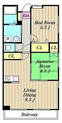 グレイスつきみ野 2LDKの間取図画像