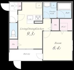 堺市堺区北三国ヶ丘町8丁アパート 1LDKの間取図画像