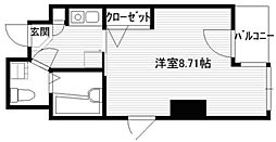 スプリーム月島2 1Kの間取図画像