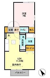 リヴェール津田沼 1階1LDKの間取り