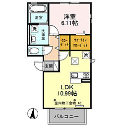 コスモスA 1LDKの間取図画像