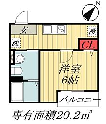 JR総武線 船橋駅 徒歩8分の賃貸アパート 1階1Kの間取り