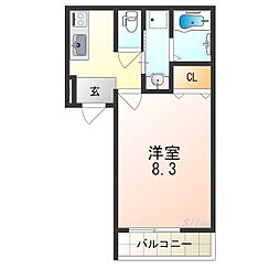 フォーリーブス33B 1Kの間取図画像