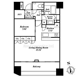 クオリア恵比寿パークフロント 1LDKの間取図画像