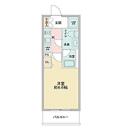京成本線 お花茶屋駅 徒歩7分の賃貸マンション 3階1Kの間取り