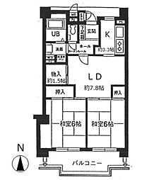 けやき通り北七番館 5階2LDKの間取り