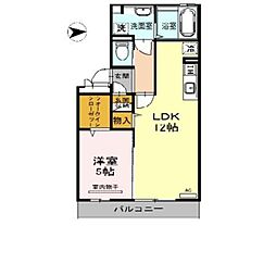 JR福知山線 伊丹駅 徒歩13分の賃貸アパート 1階1LDKの間取り