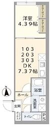 リスペクトレジデンス南台 1DKの間取図画像